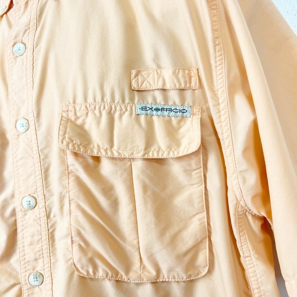 EXOFFICIO Orange Short Sleeve Nylon Vented Button Down Shirt Outdoor EXTRA LARGE - Picture 6 of 10